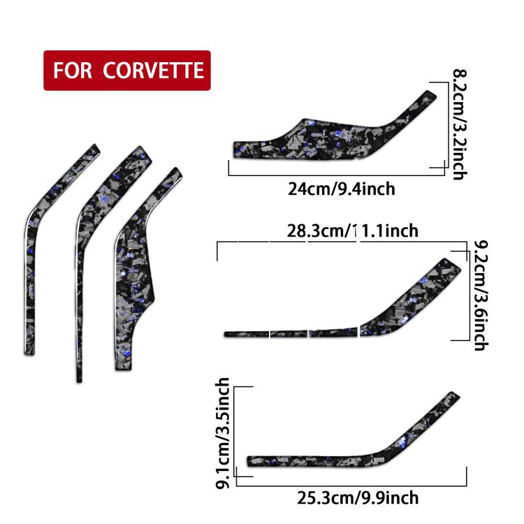 6pcs/Set Forged Gold Foil Carbon Fiber Car Inside A-pillar Horn Decorative Sticker for Chevrolet Corvette C8 2020-, Left and Right Driver