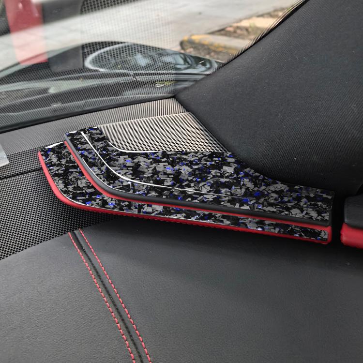 6pcs/Set Forged Gold Foil Carbon Fiber Car Inside A-pillar Horn Decorative Sticker for Chevrolet Corvette C8 2020-, Left and Right Driver