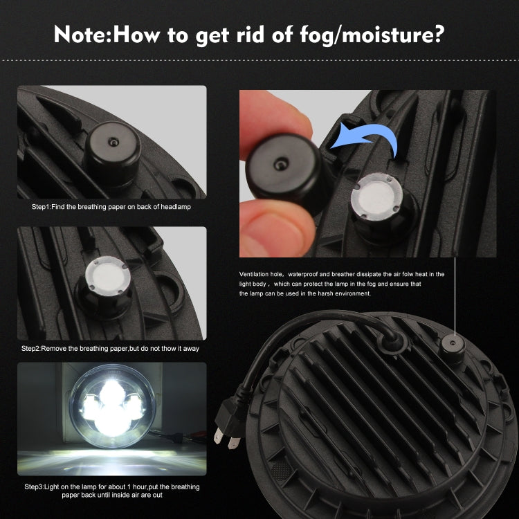 7 inch H4 / H13 DC 9V-30V 4000LM 6000K 40W 7 inch Car Round Shape LED Headlight Lamps for Jeep Wrangler