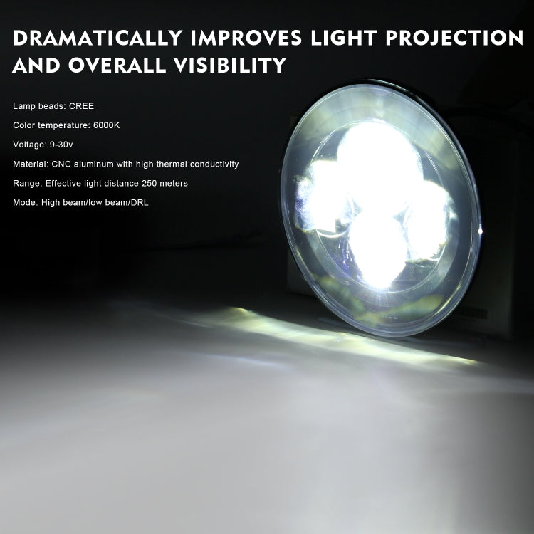 7 inch H4 / H13 DC 9V-30V 4000LM 6000K 40W 7 inch Car Round Shape LED Headlight Lamps for Jeep Wrangler
