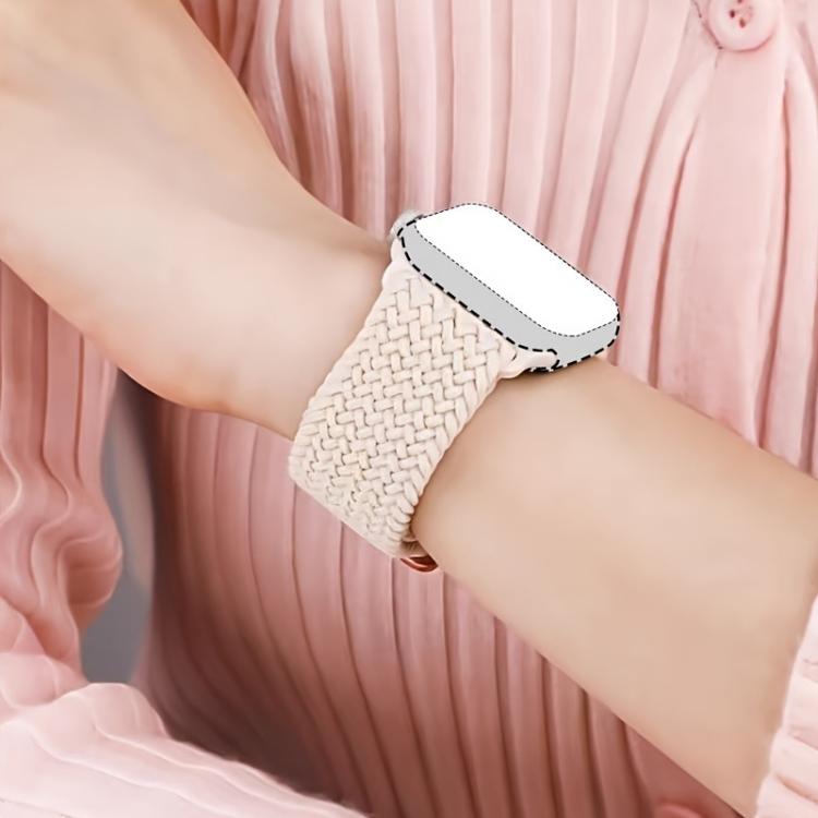 For Apple Watch Series 10 / 11 42mm Ladder Buckle Loop Nylon Watch Band with Film Frosted PC Cover