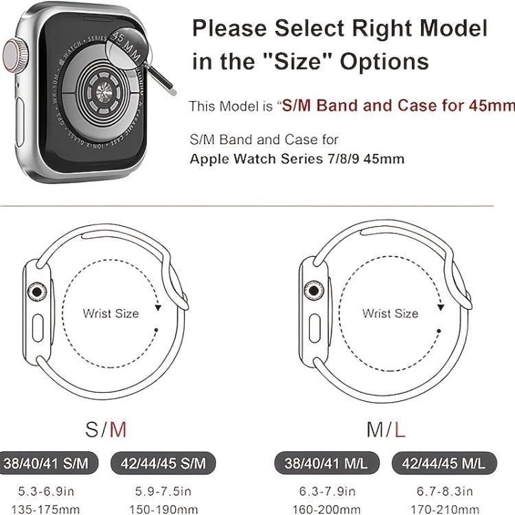 For Apple Watch Series 41mm Pin Buckle Silicone Watch Band with Film Integrated PC Case