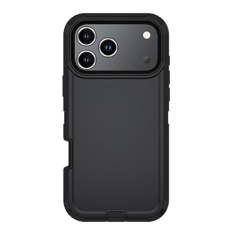 For iPhone 17 Pro Kalebol Shockproof PC Hybrid TPU Phone Case with Back Clip - Black