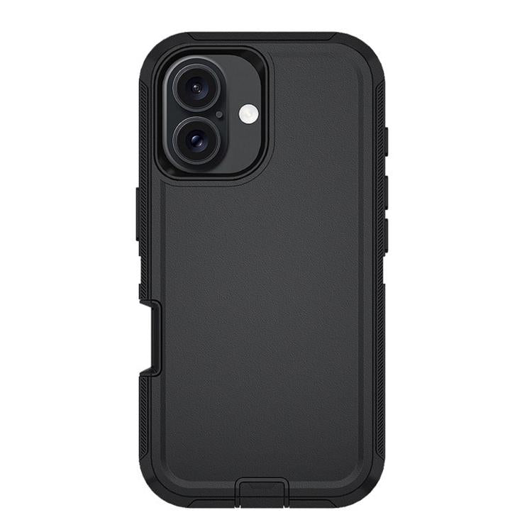 For iPhone 17 Kalebol Shockproof PC Hybrid TPU Phone Case with Back Clip - Black