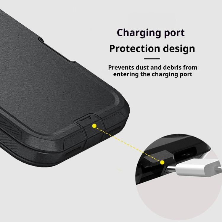 For iPhone 17 Pro Max Kalebol Shockproof PC Hybrid TPU Phone Case with Back Clip - Black