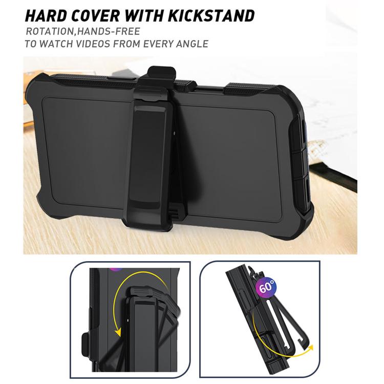 For iPhone 17 Pro Max Kalebol Shockproof PC Hybrid TPU Phone Case with Back Clip - Black