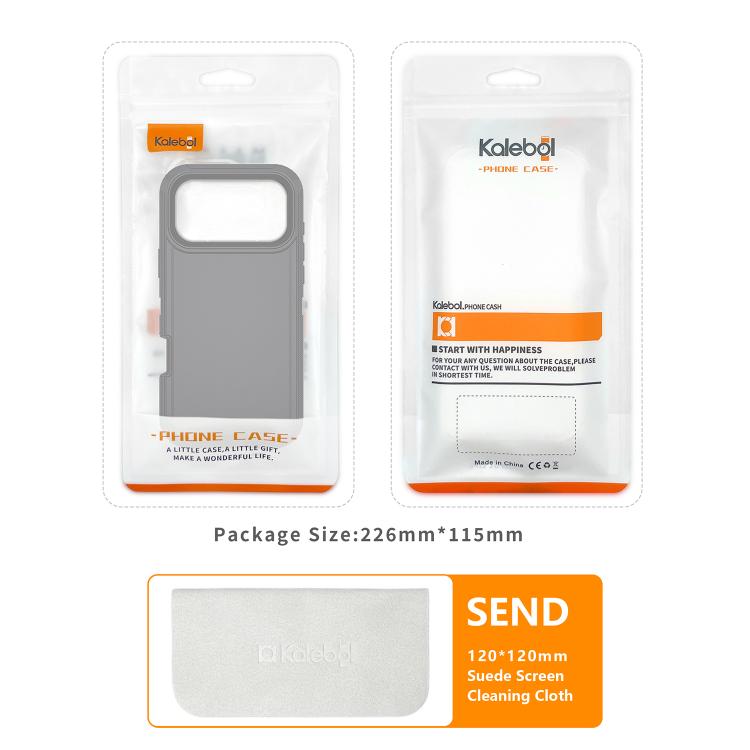 For iPhone 17 Pro Max Kalebol Shockproof PC Hybrid TPU Phone Case with Back Clip - Black
