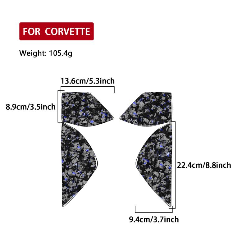 4pcs/Set Forged Gold Foil Carbon Fiber Car Front Slot Decorative Sticker for Chevrolet Corvette C8 2020-, Left and Right Driver