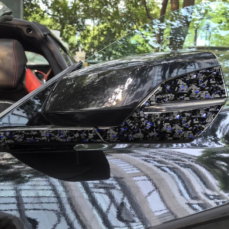 4pcs/Set Forged Gold Foil Carbon Fiber Car Rearview Mirror Decorative Sticker for Chevrolet Corvette C8 2020-, Left Driver