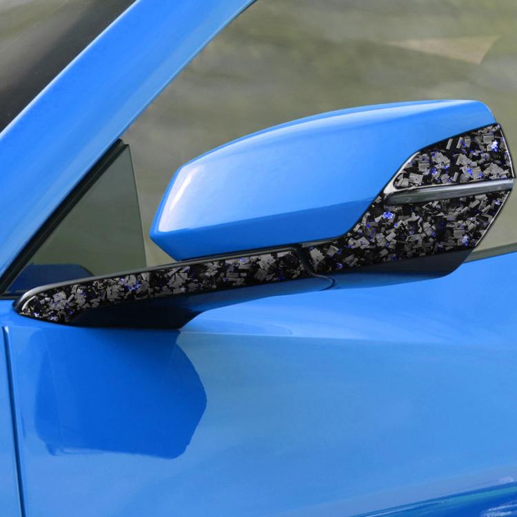 4pcs/Set Forged Gold Foil Carbon Fiber Car Rearview Mirror Decorative Sticker for Chevrolet Corvette C8 2020-, Right Driver