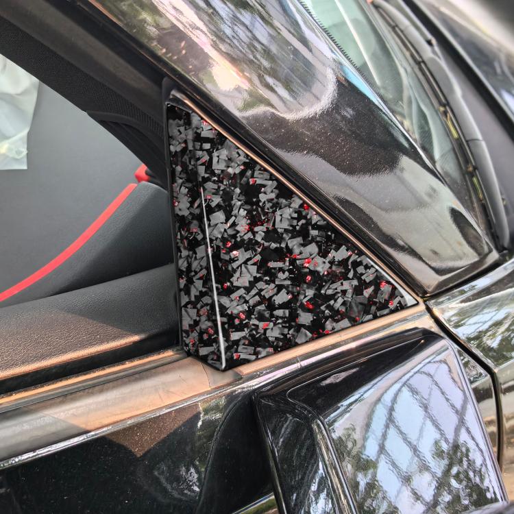 4pcs/Set Forged Gold Foil Carbon Fiber Car Outside A-pillar Decorative Sticker for Chevrolet Corvette C8 2020-, Left and Right Driver