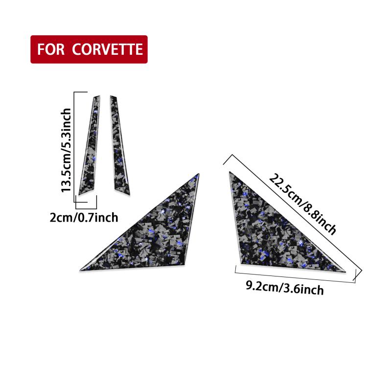 4pcs/Set Forged Gold Foil Carbon Fiber Car Outside A-pillar Decorative Sticker for Chevrolet Corvette C8 2020-, Left and Right Driver