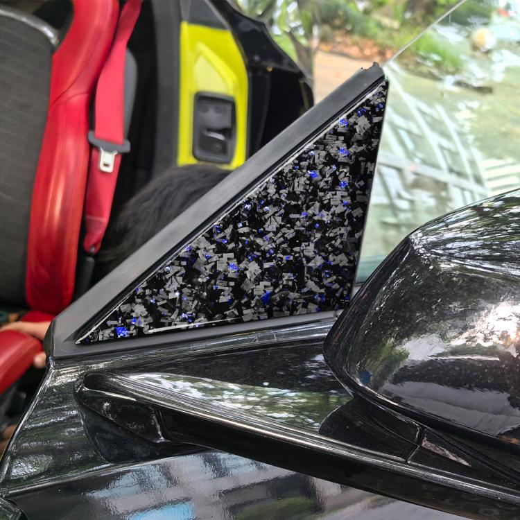 4pcs/Set Forged Gold Foil Carbon Fiber Car Outside A-pillar Decorative Sticker for Chevrolet Corvette C8 2020-, Left and Right Driver