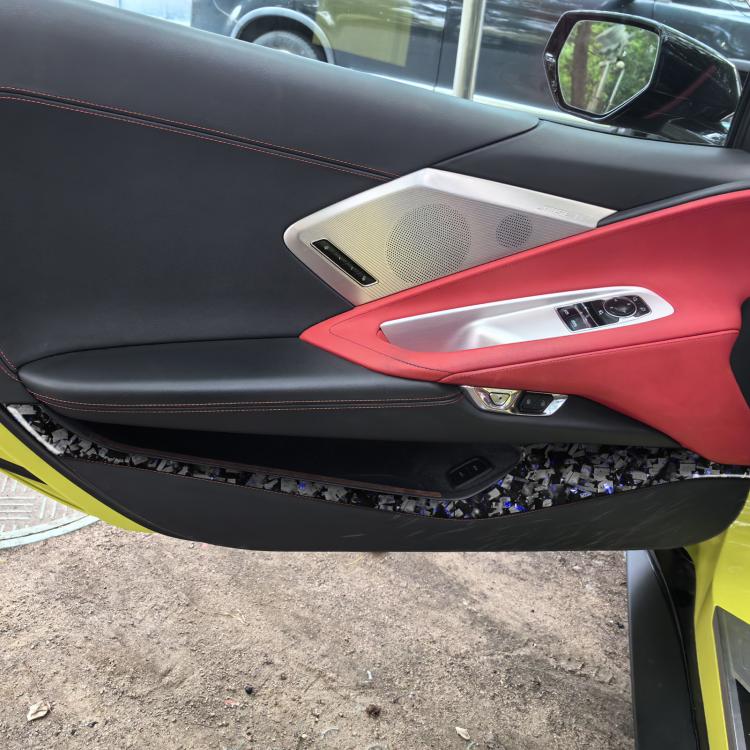 4pcs/Set Forged Gold Foil Carbon Fiber Car Door Storage Panel Decorative Sticker for Chevrolet Corvette C8 2020-, Left and Right Driver