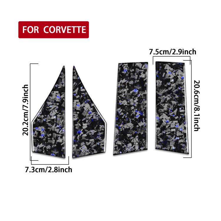4pcs/Set Forged Gold Foil Carbon Fiber Car Roof Sides Decorative Sticker for Chevrolet Corvette C8 2020-, Left and Right Driver