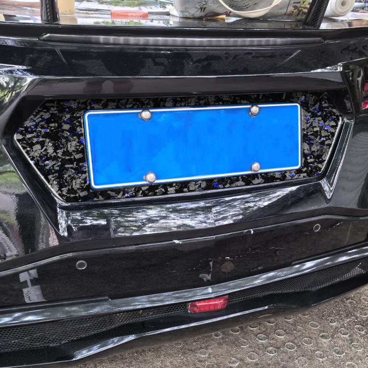 Forged Gold Foil Carbon Fiber Car Rear License Plate Frame Decorative Sticker for Chevrolet Corvette C8 2020-, Left and Right Driver