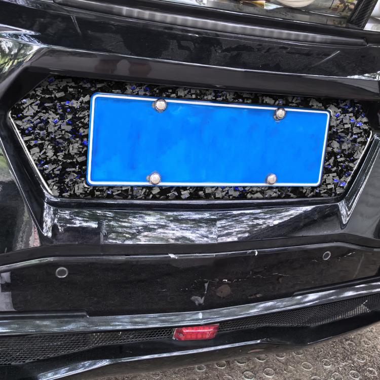 Forged Gold Foil Carbon Fiber Car Rear License Plate Frame Decorative Sticker for Chevrolet Corvette C8 2020-, Left and Right Driver