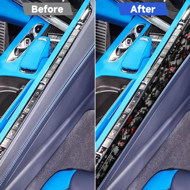 2pcs/Set Forged Gold Foil Carbon Fiber Car Center Console Side Decorative Sticker for Chevrolet Corvette C8 2020-, Left Driver