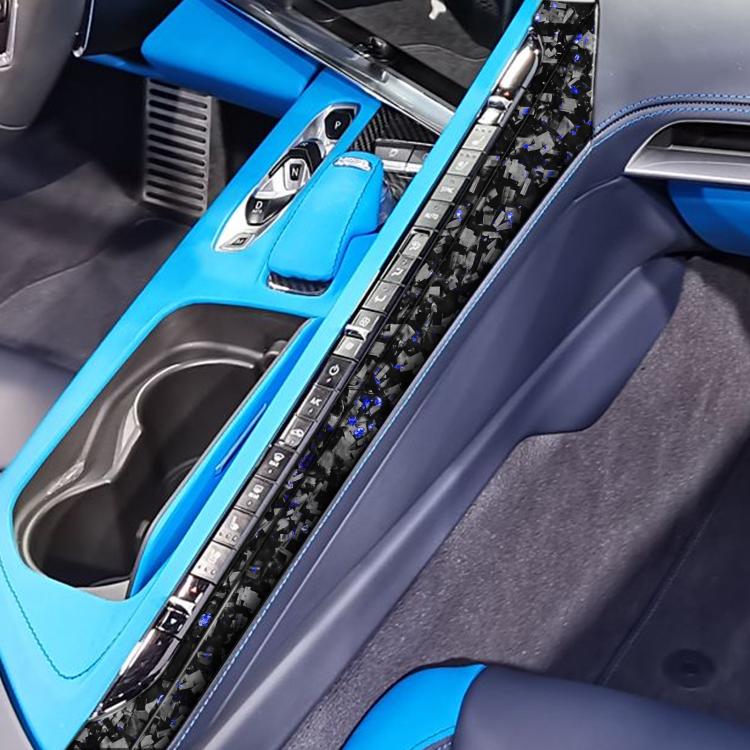 2pcs/Set Forged Gold Foil Carbon Fiber Car Center Console Side Decorative Sticker for Chevrolet Corvette C8 2020-, Left Driver