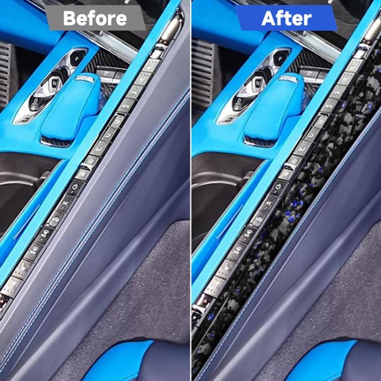 2pcs/Set Forged Gold Foil Carbon Fiber Car Center Console Side Decorative Sticker for Chevrolet Corvette C8 2020-, Left Driver