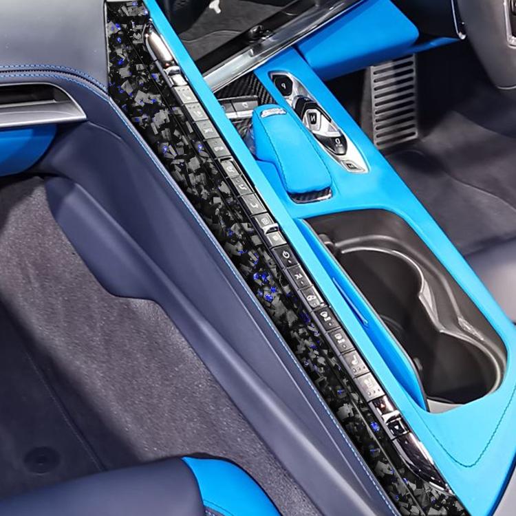 2pcs/Set Forged Gold Foil Carbon Fiber Car Center Console Side Decorative Sticker for Chevrolet Corvette C8 2020-, Right Driver