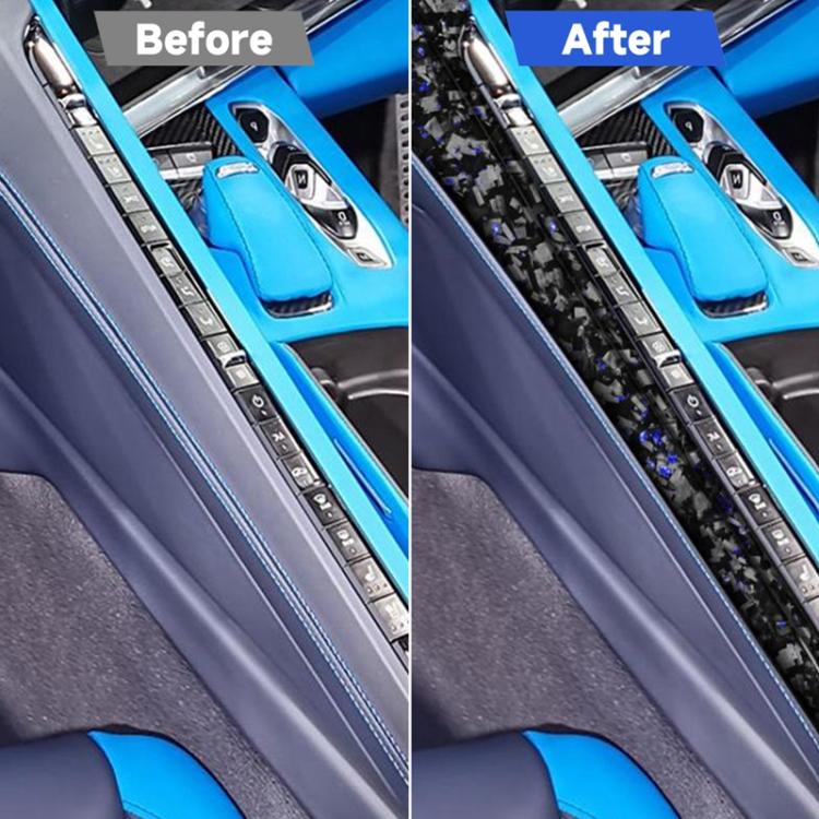 2pcs/Set Forged Gold Foil Carbon Fiber Car Center Console Side Decorative Sticker for Chevrolet Corvette C8 2020-, Right Driver