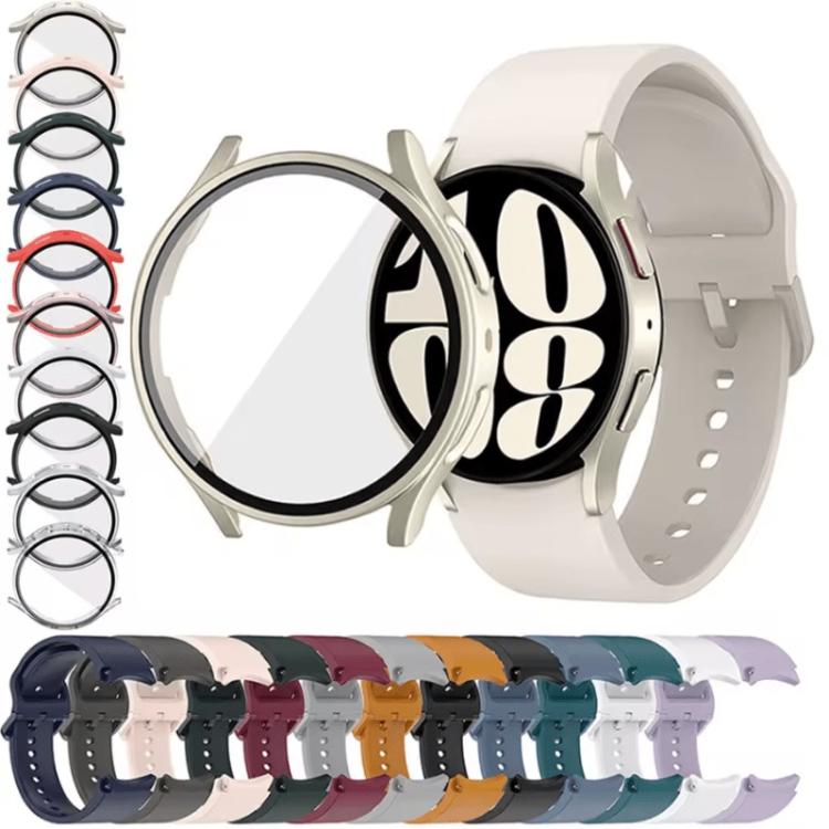 For Samsung Galaxy Watch 7 44mm Silicone Watch Band with TPU Case