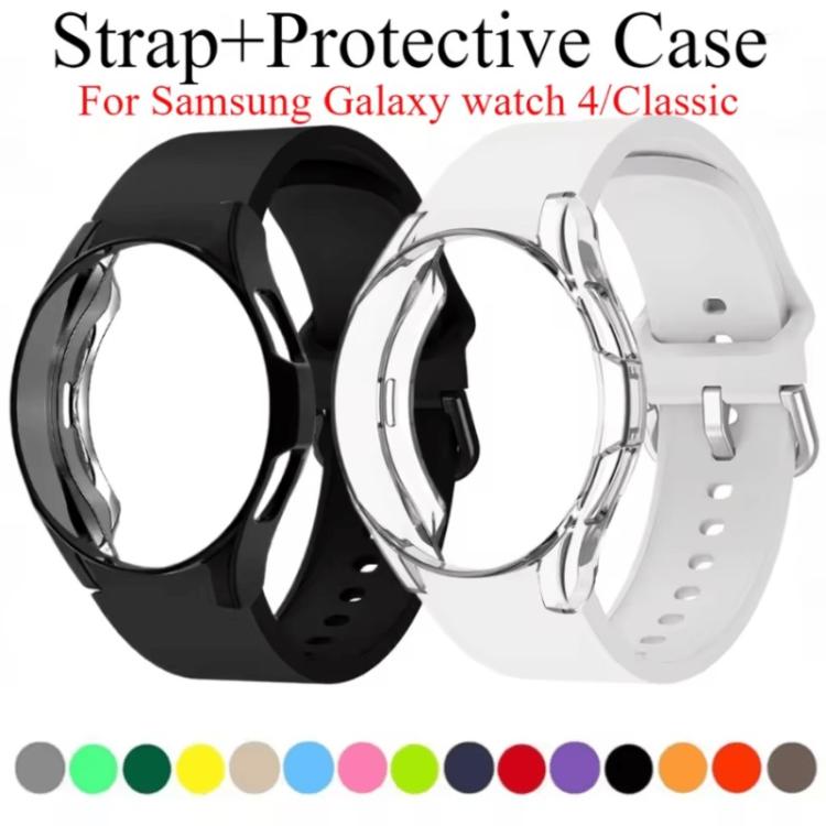 For Samsung Galaxy Watch 4 Classic 46mm Silicone Watch Band with TPU Case