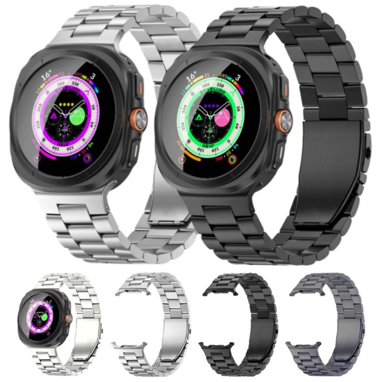 For Samsung Galaxy Watch8 / Watch8 Classic Three Beads Flat Buckle Titanium Alloy Watch Band