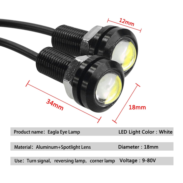 10 PCS 18mm 1.5W DC9-80V Motorcycle Eagle Eye Light Double Lens