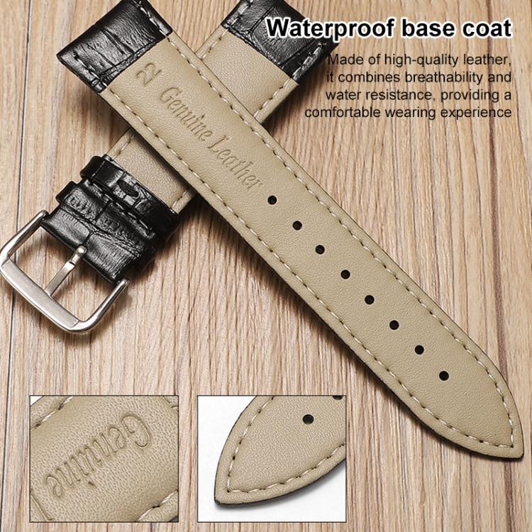 22mm xDfind Bamboo Texture Pin Buckle Leather Watch Band