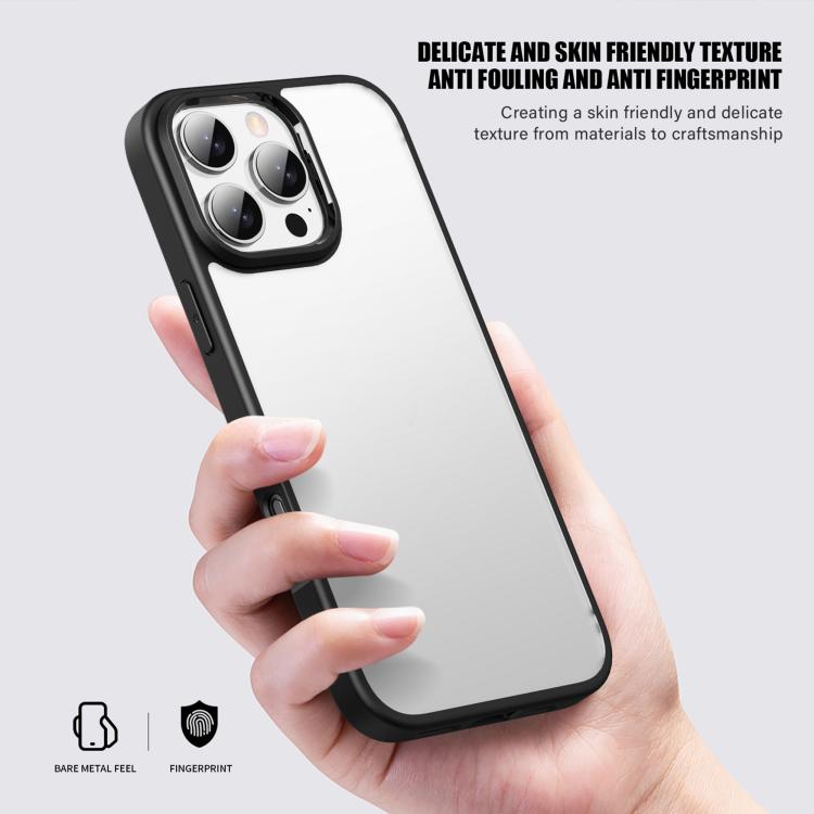 For iPhone 16 iPAKY Bright Color Frosted Series Shockproof PC+TPU Phone Case - Black