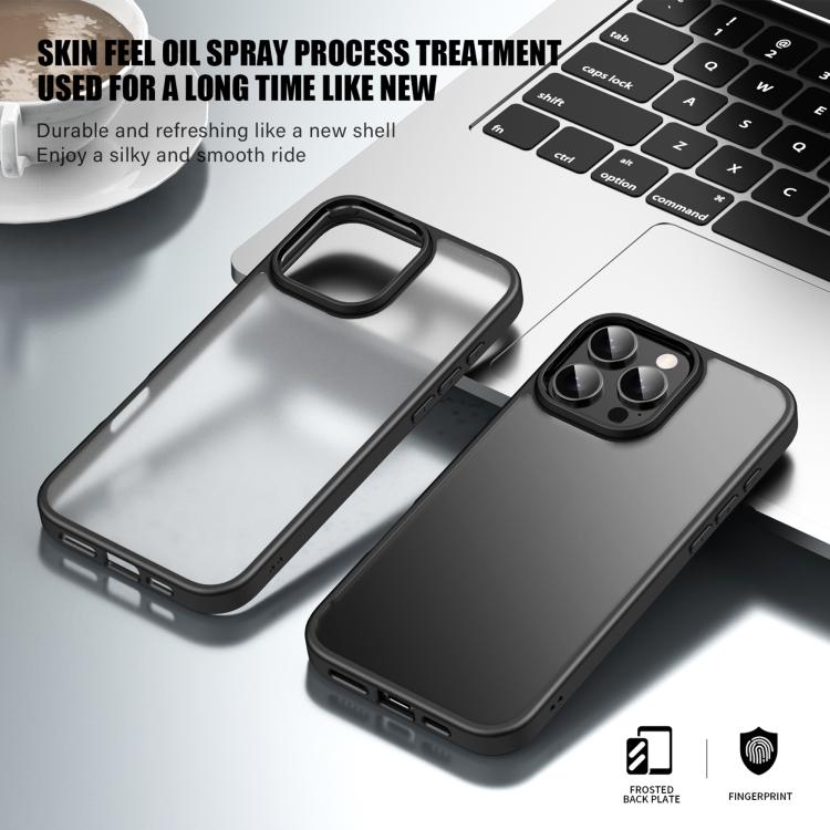 For iPhone 15 Pro iPAKY Bright Color Frosted Series Shockproof PC+TPU Phone Case - Black
