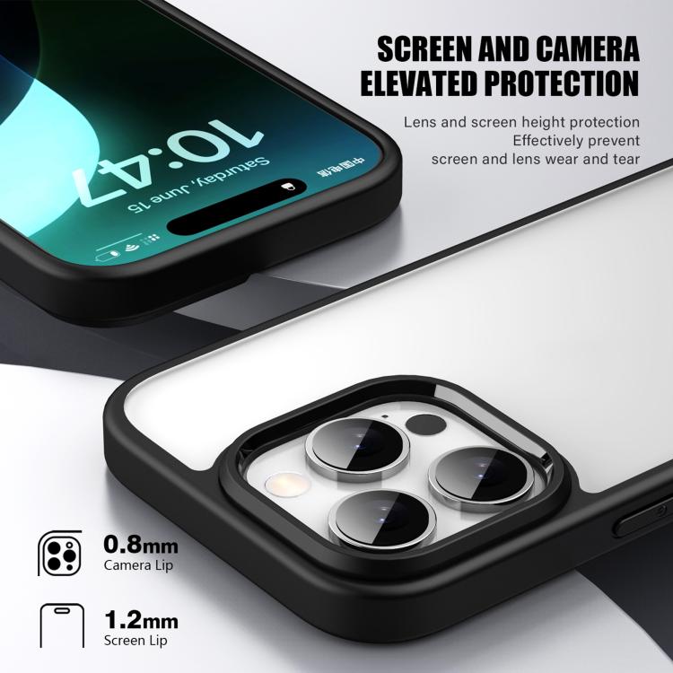 For iPhone 15 Plus iPAKY Bright Color Frosted Series Shockproof PC+TPU Phone Case - Black