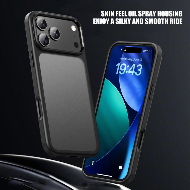 For iPhone 17 Pro Max iPAKY Bright Color Frosted Series Shockproof PC+TPU Phone Case - Black