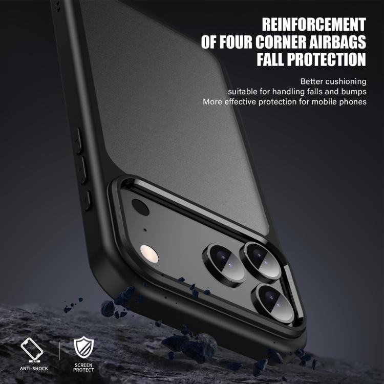 For iPhone 17 Pro Max iPAKY Bright Color Frosted Series Shockproof PC+TPU Phone Case - Black