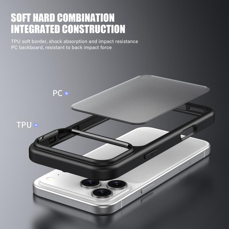 For iPhone 17 Pro Max iPAKY Bright Color Frosted Series Shockproof PC+TPU Phone Case - Black