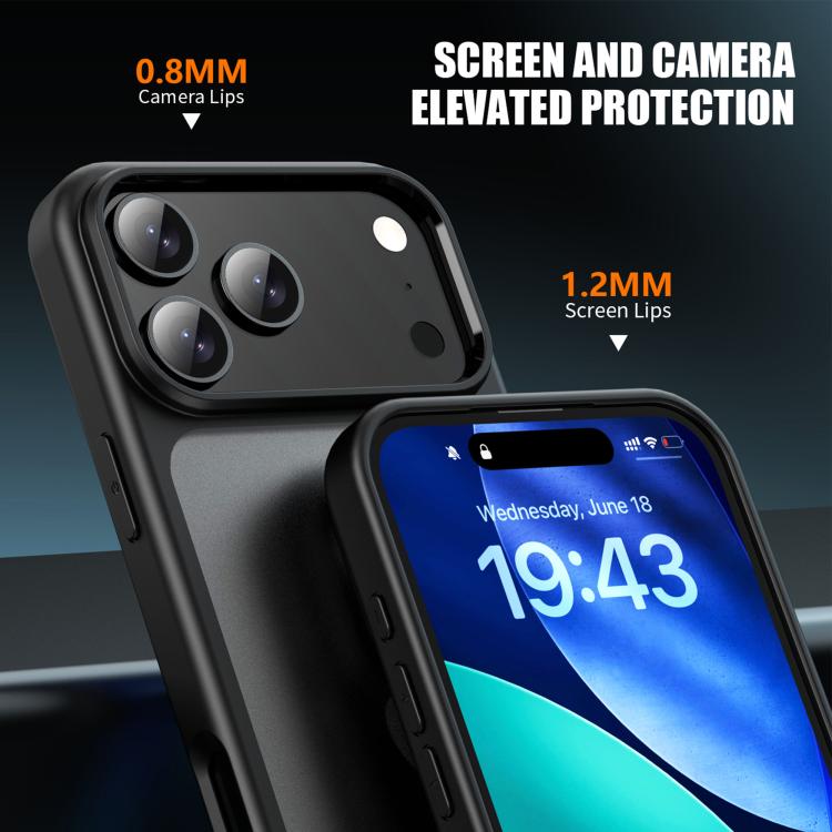 For iPhone 17 Pro iPAKY Bright Color Frosted Series Shockproof PC+TPU Phone Case - Black