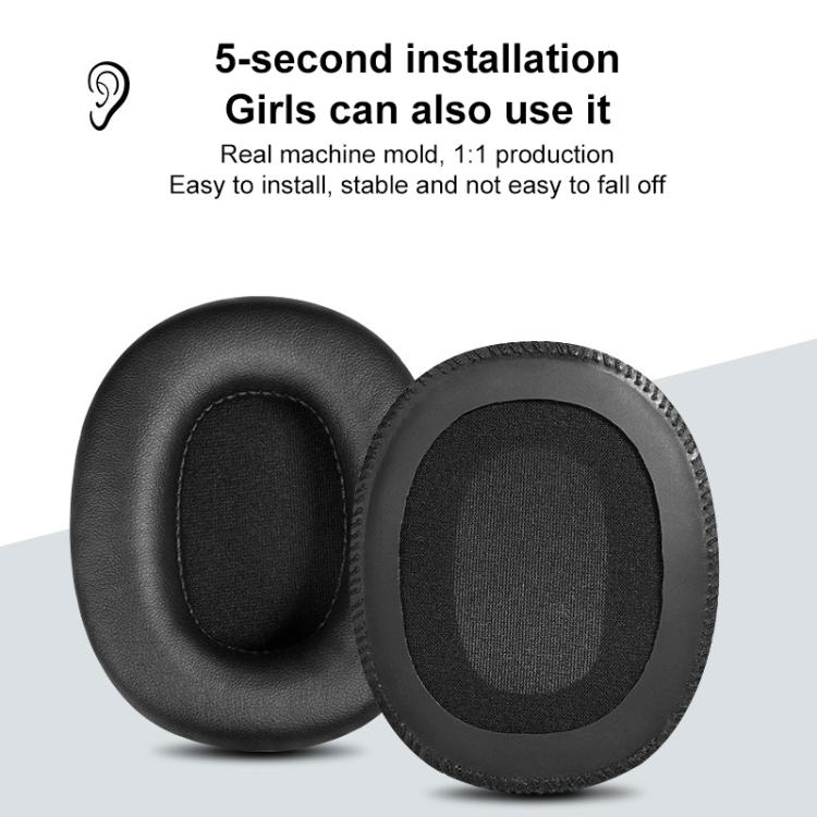 2pcs Sponge Earmuffs Replacement Earpads For Marshall Monitor, Model:Ice Silk Cloth - Black