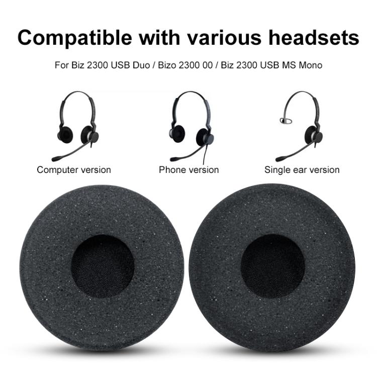 2pcs Foam Earpads For Jabra GN2000 / BIZ 2300 / 2400 / 1500 / 1900 - Black