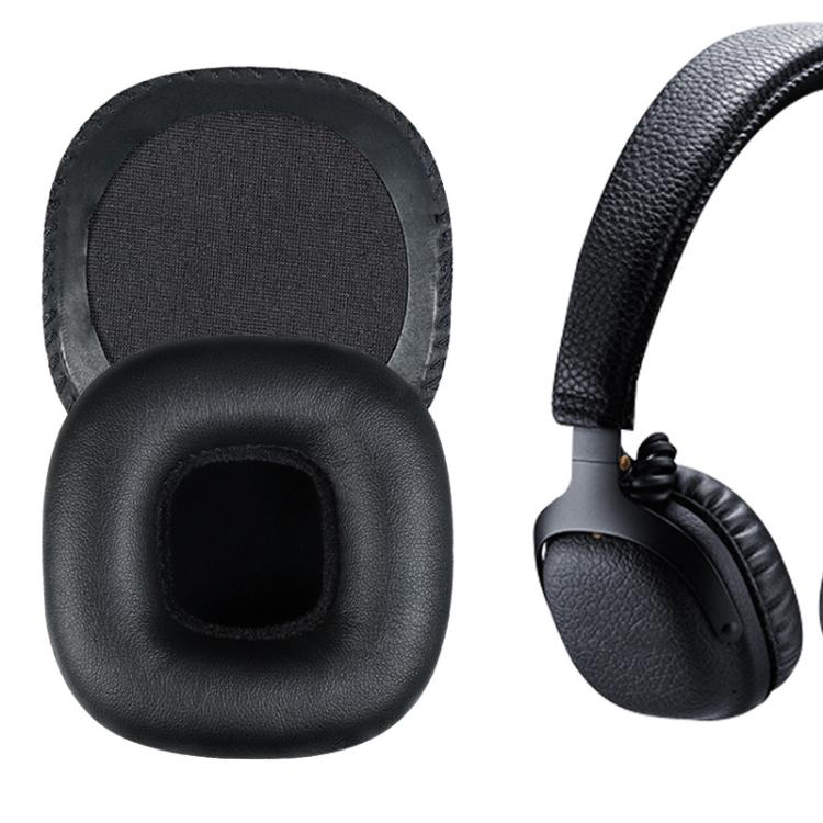 2pcs Protein Leather Replacement Earpads For Marshall Mid Bluetooth - Black with Snap-on