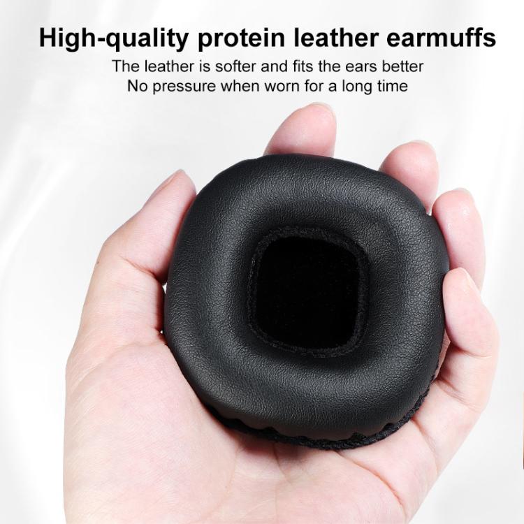 2pcs Protein Leather Replacement Earpads For Marshall Mid Bluetooth - Black with Snap-on