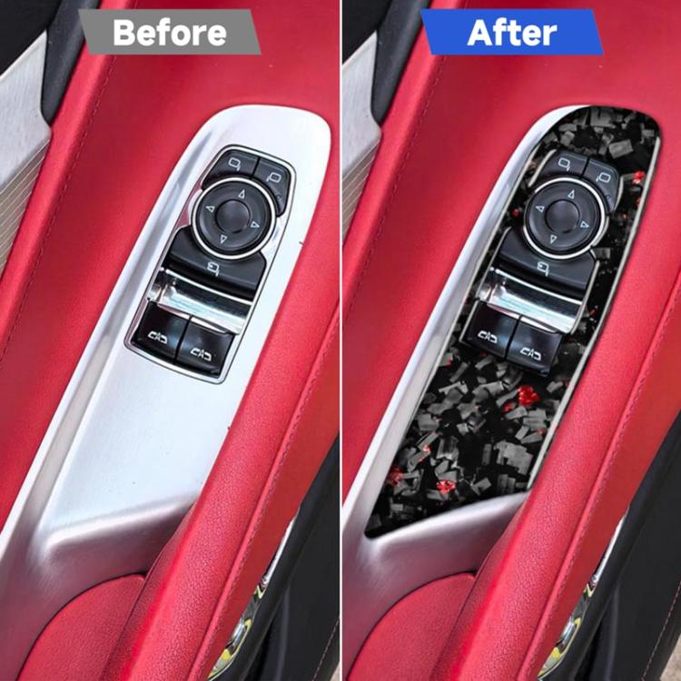 2pcs/Set Forged Gold Foil Carbon Fiber Car Window Lift Decorative Sticker for Chevrolet Corvette C8 2020-, Left Driver