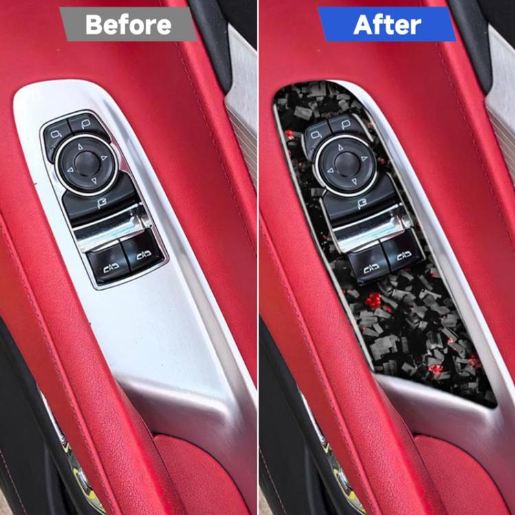 2pcs/Set Forged Gold Foil Carbon Fiber Car Window Lift Decorative Sticker for Chevrolet Corvette C8 2020-, Right Driver