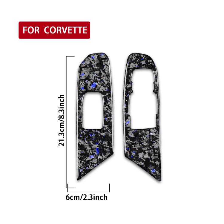 2pcs/Set Forged Gold Foil Carbon Fiber Car Window Lift Decorative Sticker for Chevrolet Corvette C8 2020-, Right Driver