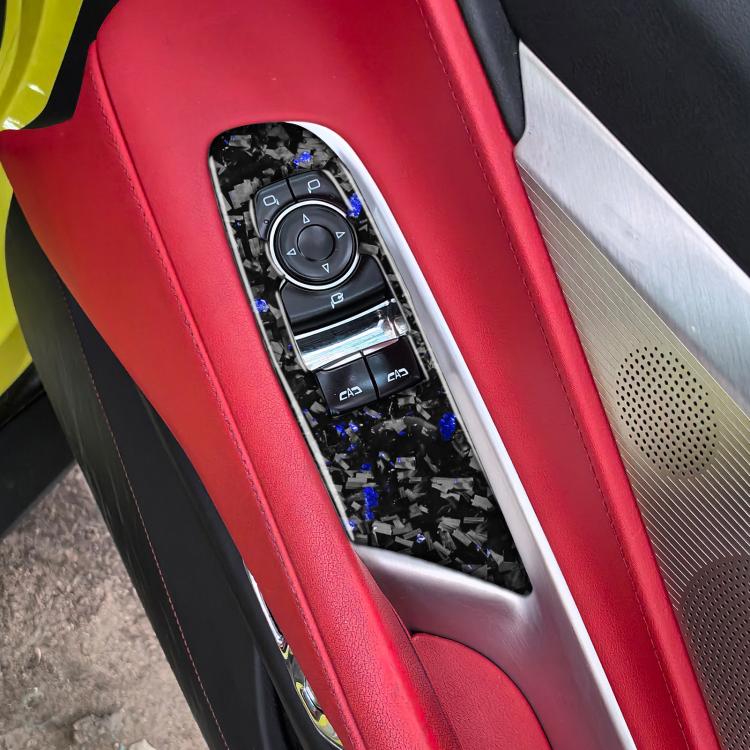 2pcs/Set Forged Gold Foil Carbon Fiber Car Window Lift Decorative Sticker for Chevrolet Corvette C8 2020-, Right Driver