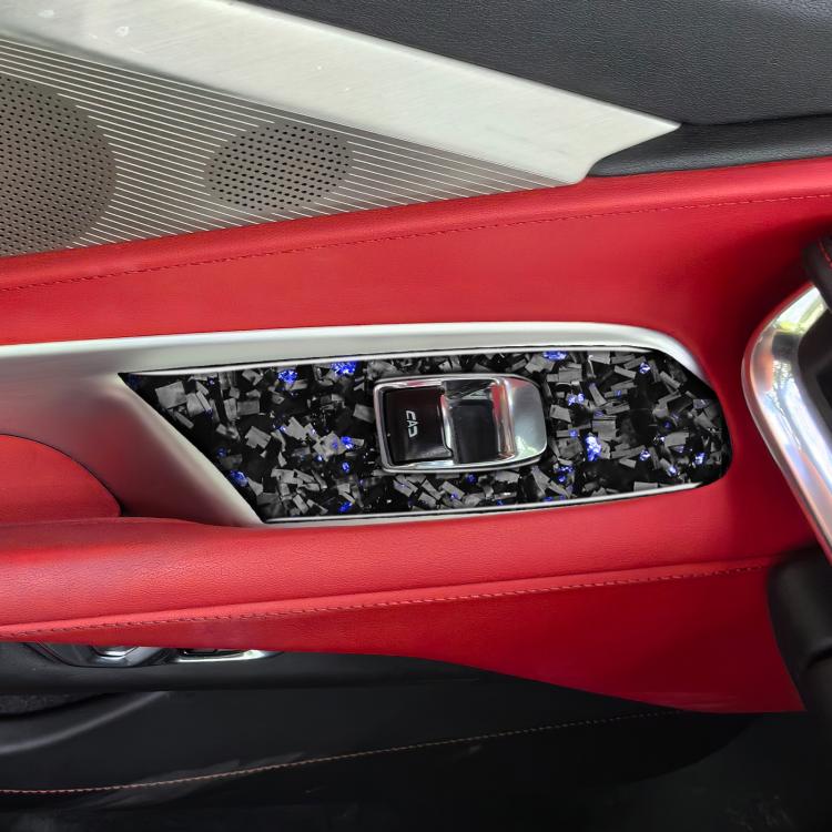 2pcs/Set Forged Gold Foil Carbon Fiber Car Window Lift Decorative Sticker for Chevrolet Corvette C8 2020-, Right Driver
