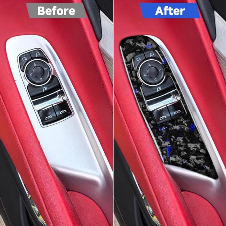 2pcs/Set Forged Gold Foil Carbon Fiber Car Window Lift Decorative Sticker for Chevrolet Corvette C8 2020-, Right Driver