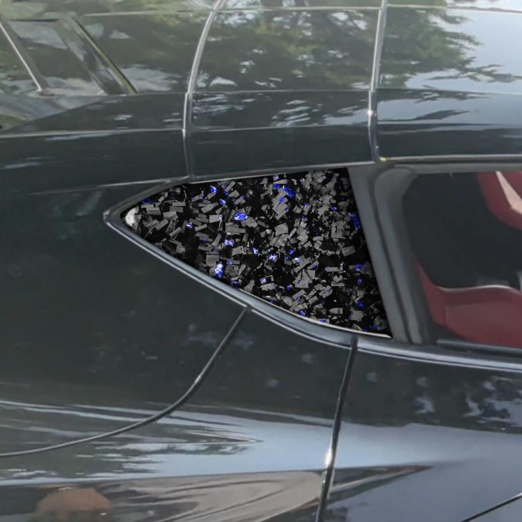 2pcs/Set Forged Gold Foil Carbon Fiber Car Rear Triangle Window Decorative Sticker for Chevrolet Corvette C8 2020-, Left and Right Driver