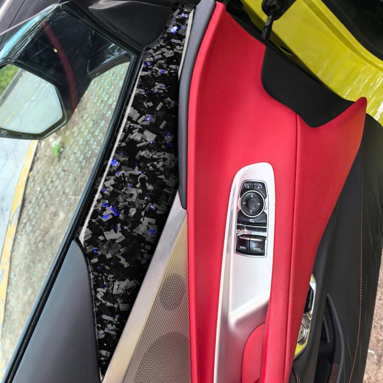 2pcs/Set Forged Gold Foil Carbon Fiber Car Door Panel Decorative Sticker for Chevrolet Corvette C8 2020-, Left and Right Driver